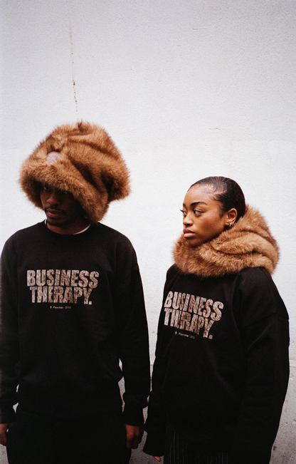 “BUSINESS THERAPY” HOODIE BLACK ON BLACK