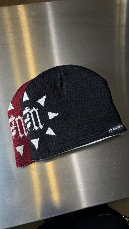 FM® Reversible Beanie [Burgundy to Beige]