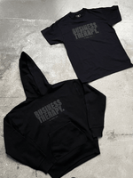 “BUSINESS THERAPY” TEE BLACK ON BLACK PUFF