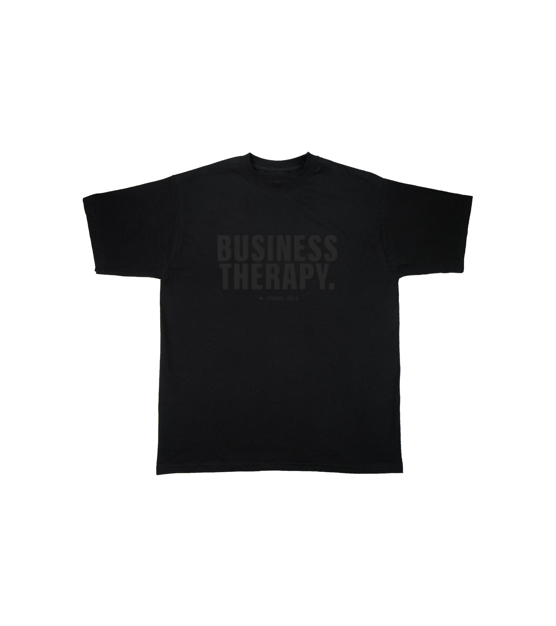 T-shirt Business Therapy Black on Black présenté sur fond blanc