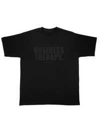 “BUSINESS THERAPY” TEE BLACK ON BLACK PUFF