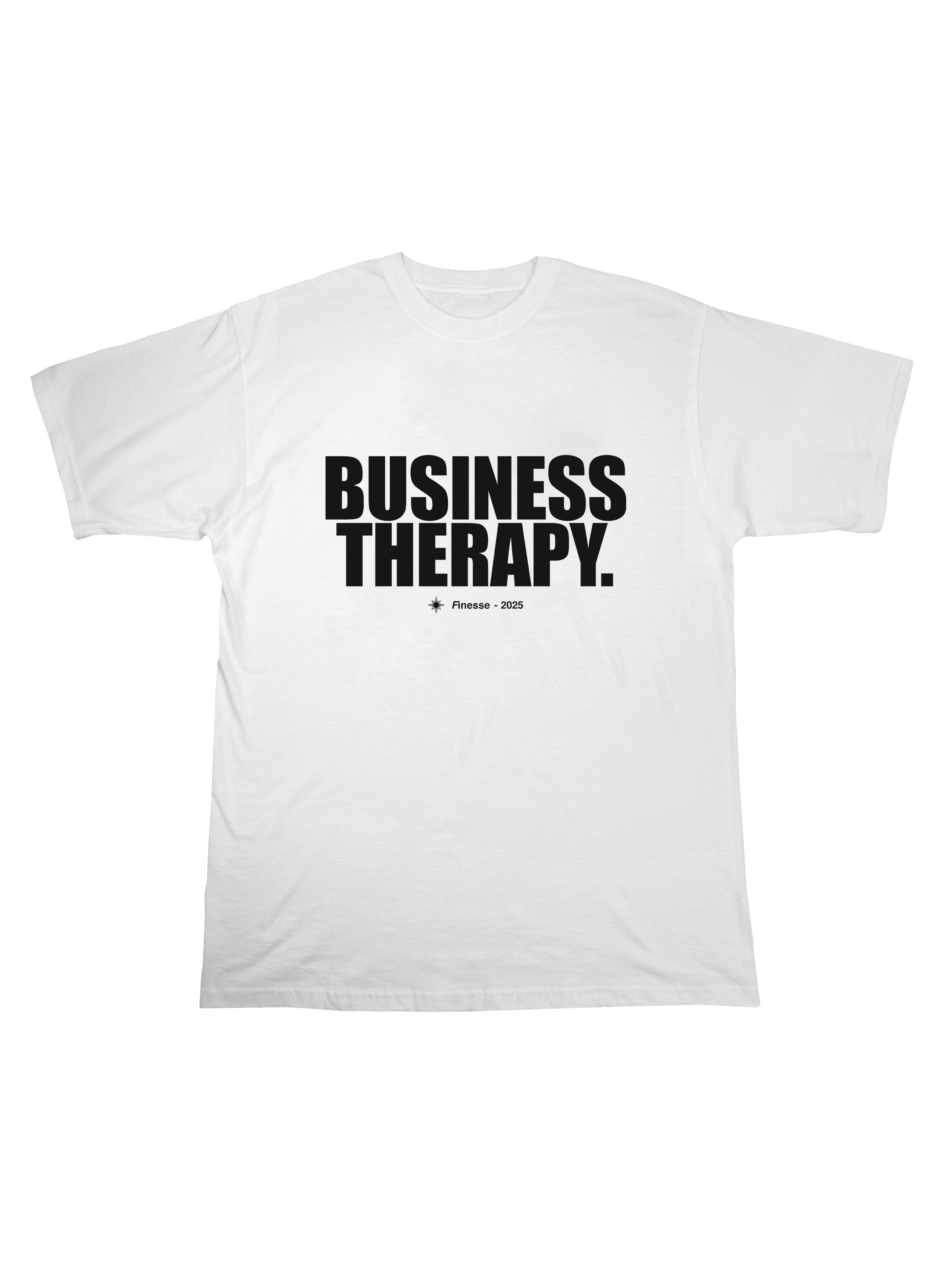 T-shirt Business Therapy blanc de Finesse présenté en packshot sur fond blanc.