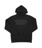 HOODIE "BUSINESS THERAPY" BLACK ON BLACK PUFF
