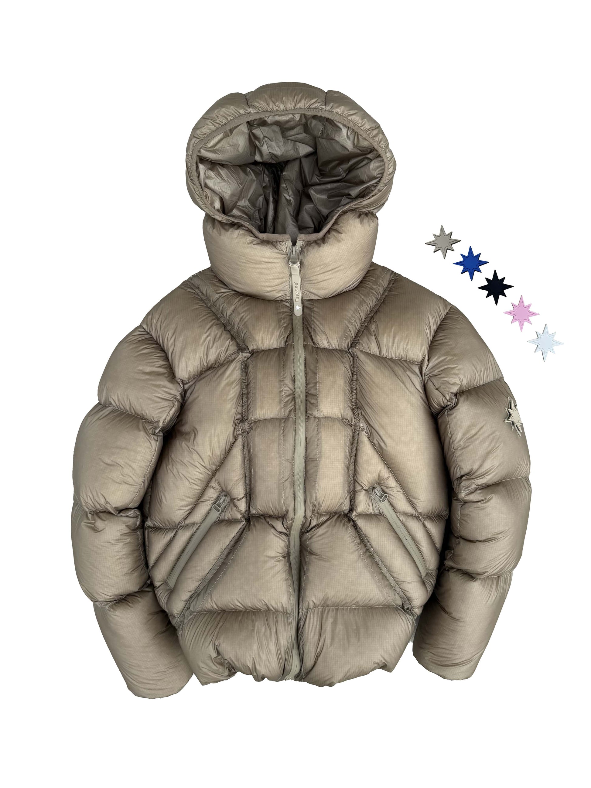 Doudoune Finesse* Alive Puffer Jacket Light Bronze vue de face sur fond blanc.