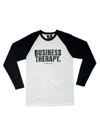 BASEBALL TEE "BUSINESS THERAPY" black/white
