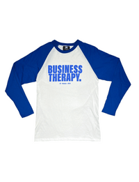 BASEBALL TEE "BUSINESS THERAPY" blue/white