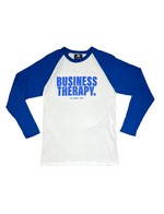 BASEBALL TEE "BUSINESS THERAPY" blue/white