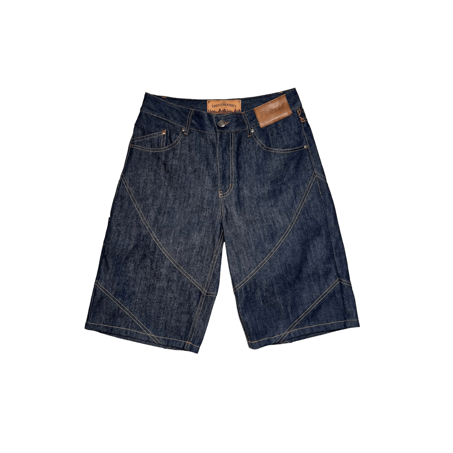 Finesse Denim Shorts présenté sur fond blanc.