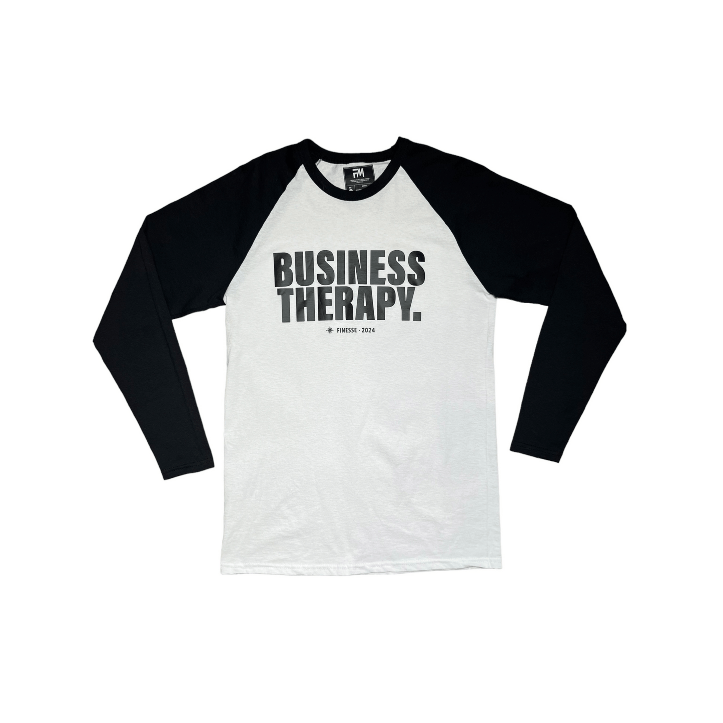 BASEBALL TEE "BUSINESS THERAPY" black/white