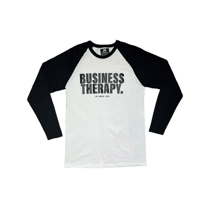 BASEBALL TEE "BUSINESS THERAPY" black/white