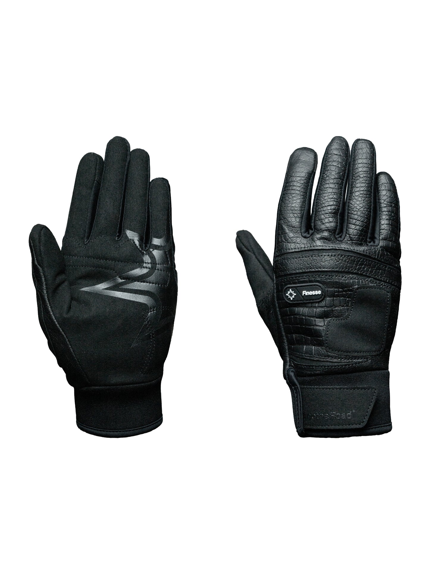 FINESSE* LEATHER GLOVES CROCODILE EFFECT [BLACK]