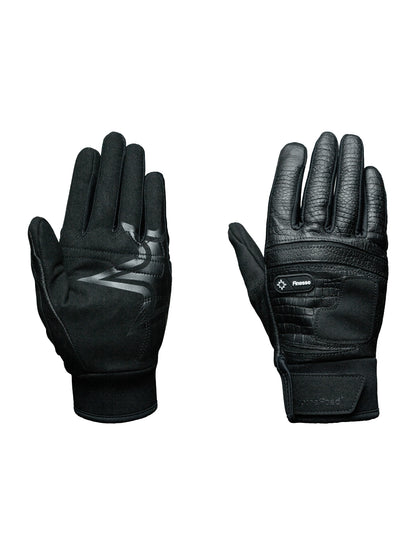 FINESSE* LEATHER GLOVES CROCODILE EFFECT [BLACK]