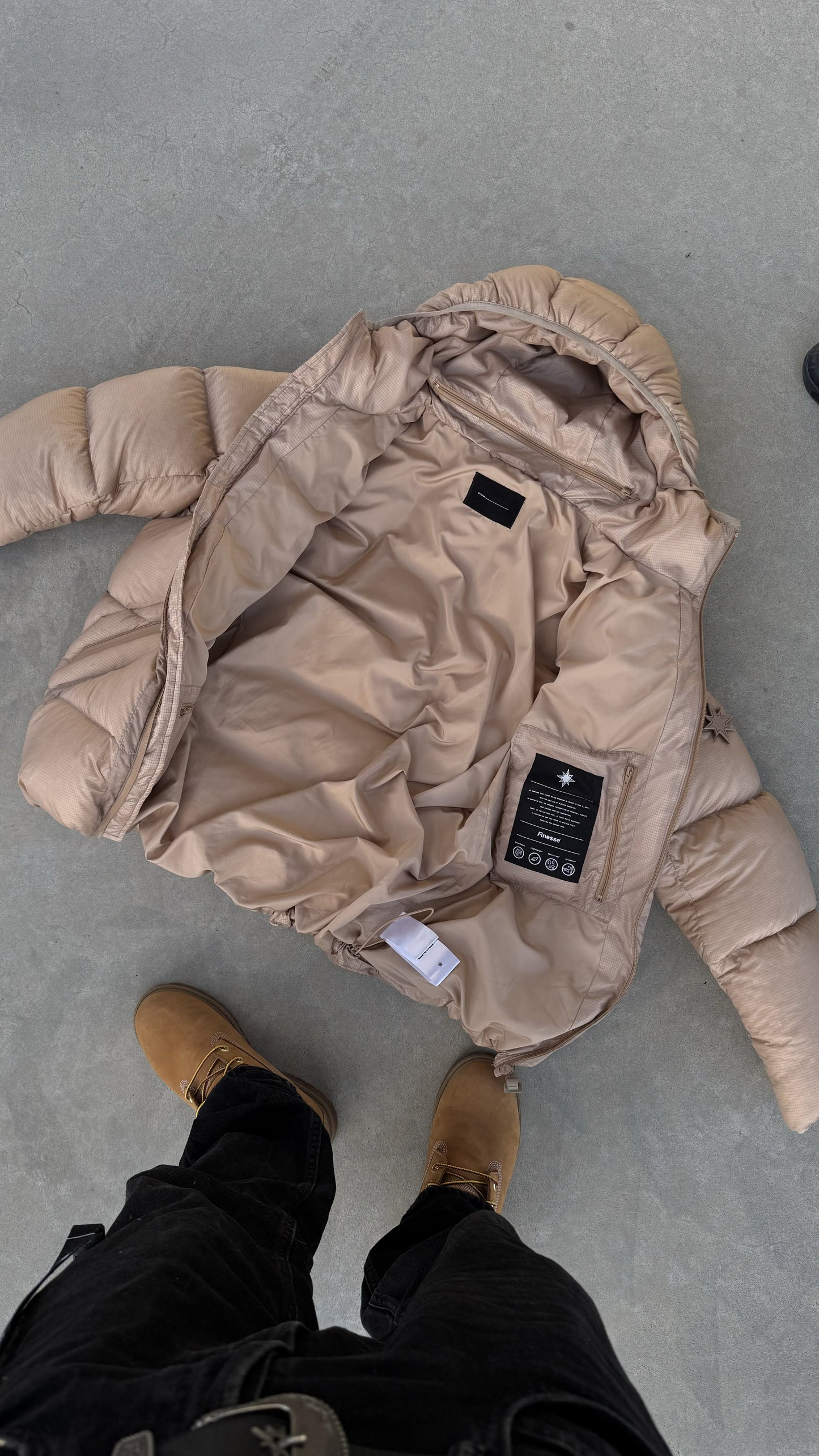 FINESSE* ALIVE PUFFER JACKET [BEIGE] X6 PATCHES