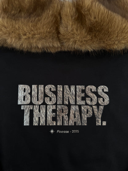 “BUSINESS THERAPY” HOODIE BLACK ON BLACK