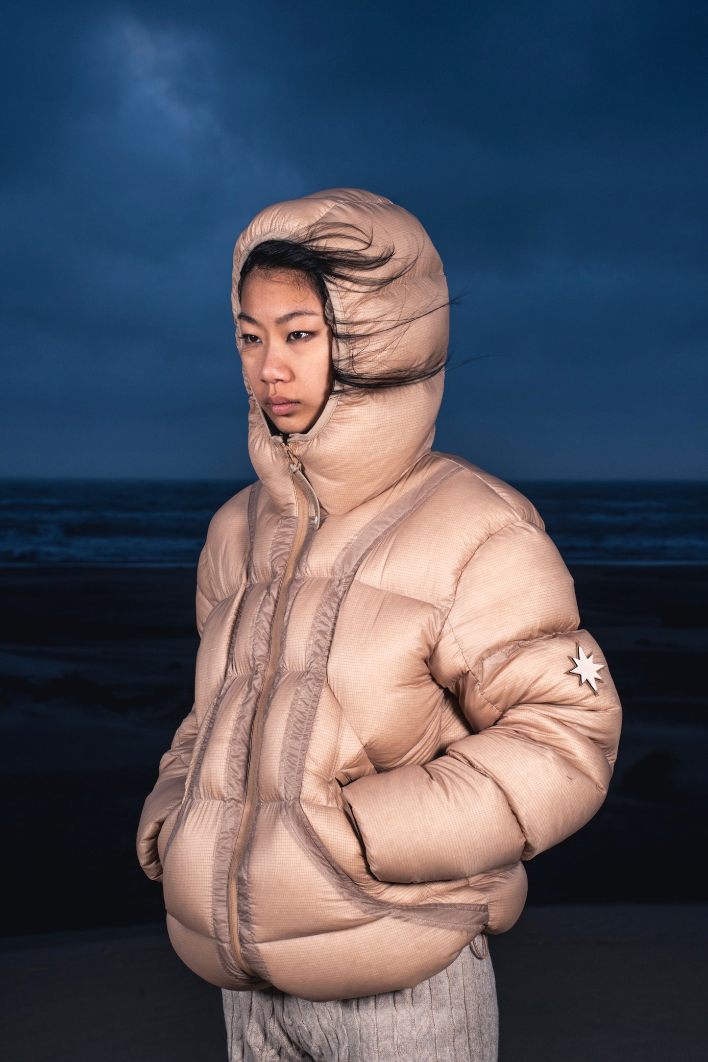 FINESSE* ALIVE PUFFER JACKET [BEIGE] X6 PATCHES