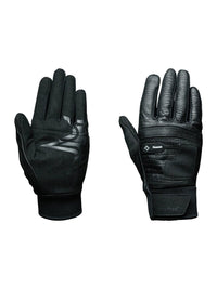LEATHER GLOVES CROCODILE EFFECT - BLACK