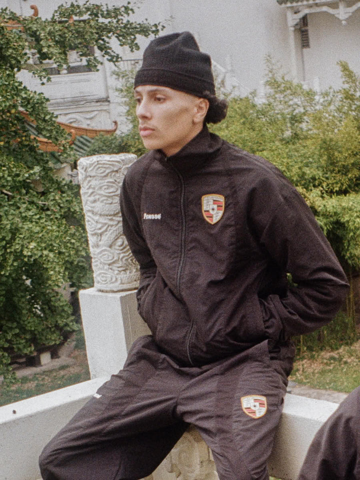 Model wearing the Guangzhou Skull Beanie - Finesse lookbook
