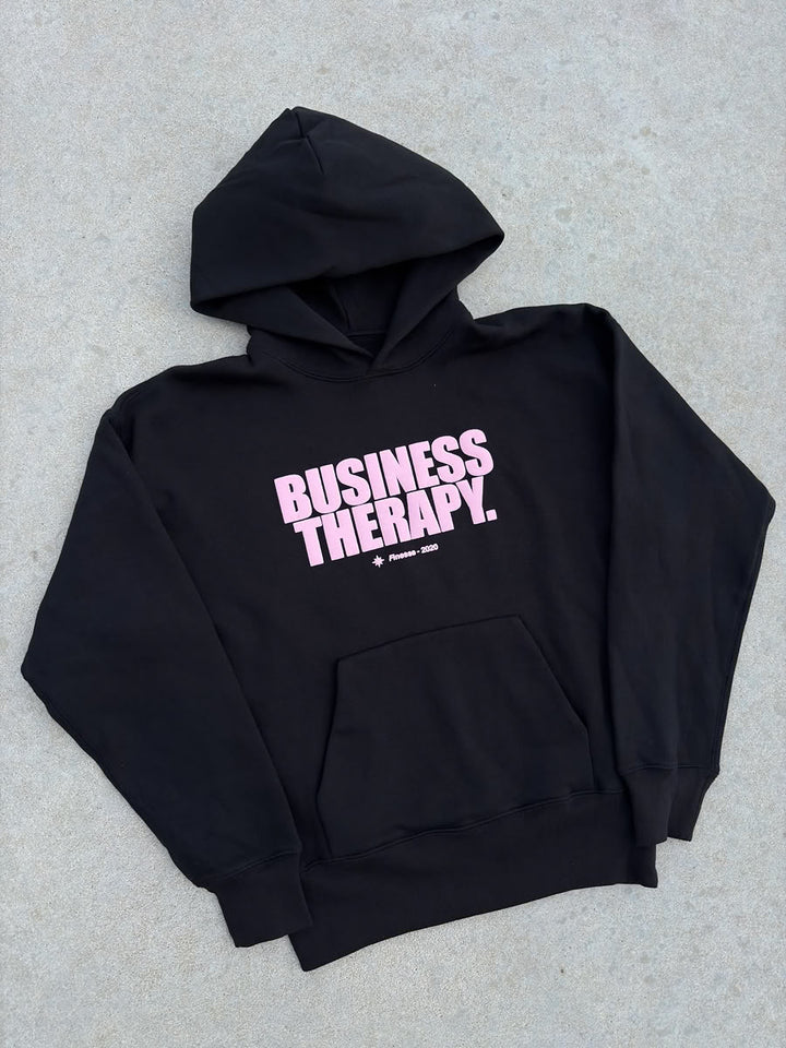 Business Therapy Hoodie Pink Puff - flat lay - Finesse